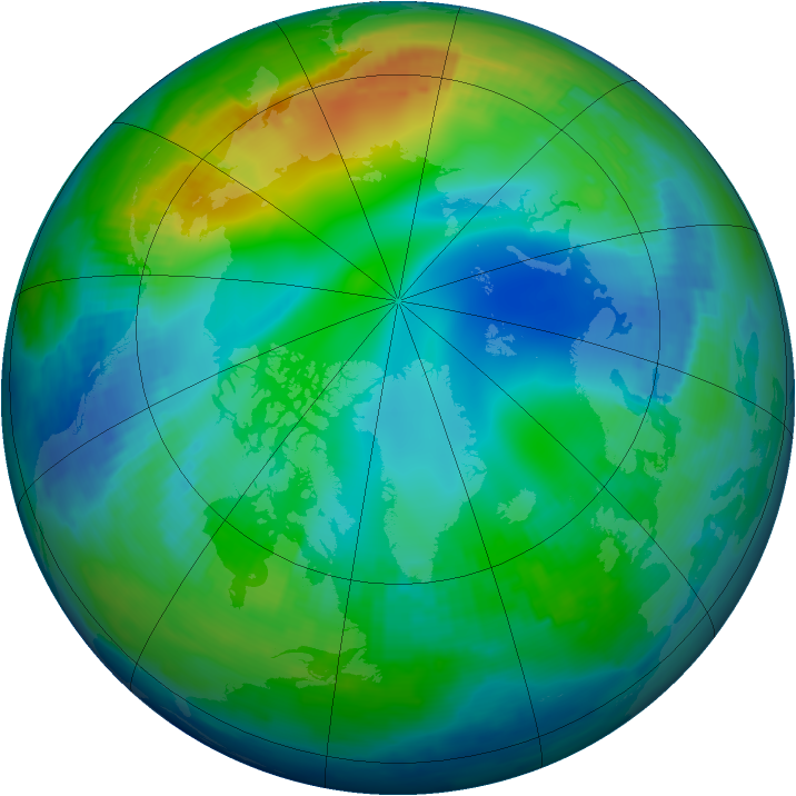 Arctic ozone map for 21 November 1997